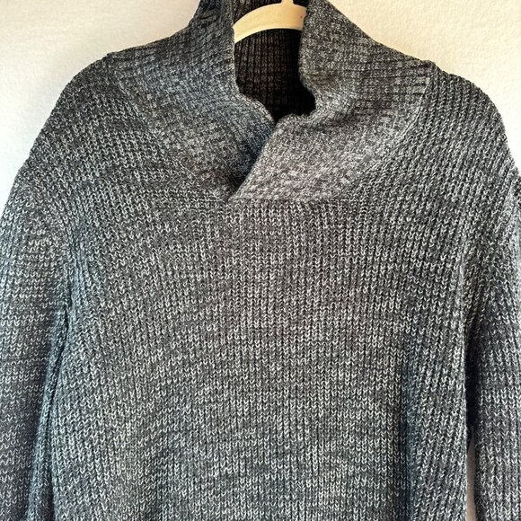 Carbon Sweater Mens Size XL Gray Heathered High Neck Casual Lagenlook Office - Picture 3 of 13